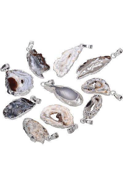 Tesbih Atölyesi Certified Raw Natural Druzy Agate Stone Necklace Brazil