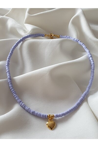 Genel Markalar Kalpli Lila Fimo Kolye