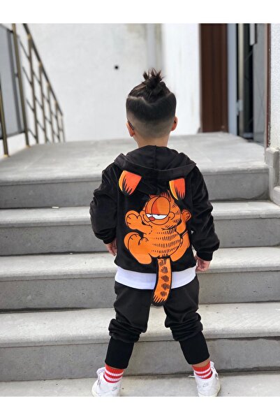 minigimin dolabı Garfield Black Somot donji i gornji deo trenerke - unisex