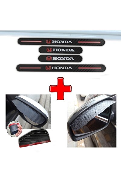 Lazer Store Honda Civic Uyumlu Carbon Kapı Eşiği + Ayna Yağmur Koruyucu