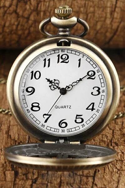 Gogoey Köstekli Cep Saati Tren Kabartma Tasarımlı Cep Saati