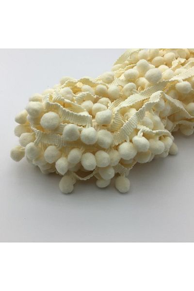 Erdal Ticaret Cream Colored Stripe Pompom - (+/-) 5 Mt