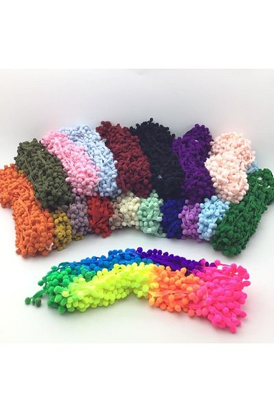 Erdal Ticaret Salmon Color Stripe Pompom - (+/-) 5 Mt