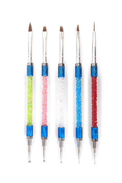 Gold Beauty Nail Art Çift Taraflı Dot Kalem Ve Tırnak Süsleme Fırça Seti