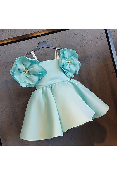 SCSTİL Mint Green Floral Dress with Shoulders