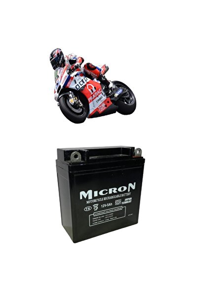 Micron Motosiklet Aküsü(pili,bataryası) 12 Volt(v) 5 Amper (ah) 12n5-bs Kuru Bakımsız Akü
