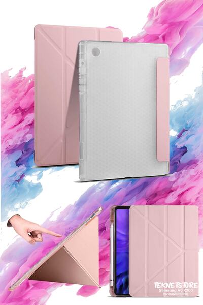 TEKNETSTORE Samsung Galaxy Tab A8 10.5 X200 Uyumlu Origami Kalem Bölmeli Arka...