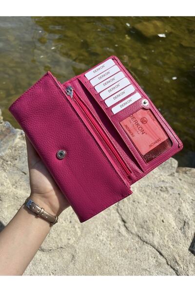 DERKON Portofel de damă roz cu o mulțime de ochi