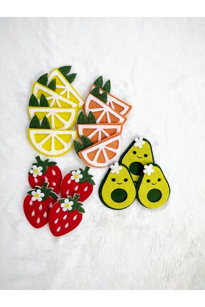 damlakids Felt Figure Fruits Mixed Pack of 15 Lemon Orange Avocado Strawberry