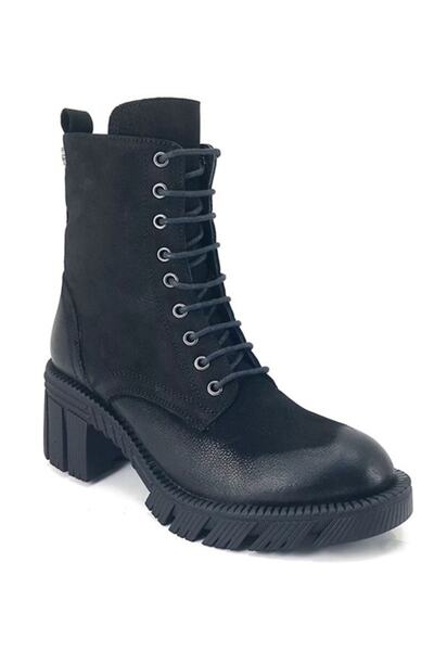 Venüs 2251202 Günlük Hakiki Deri Bayan Bot-siyah Nubuk