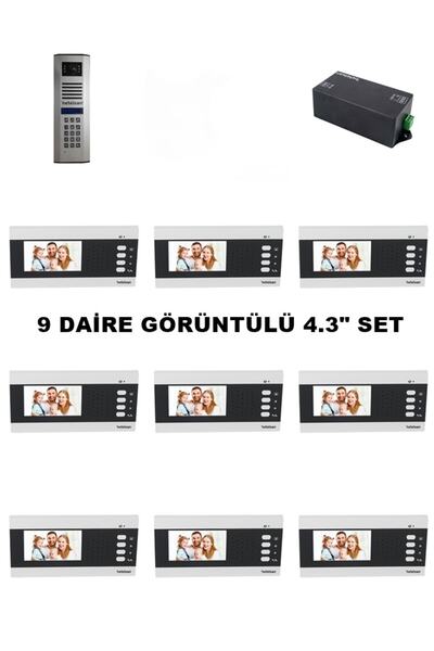 Netelsan 4.3" Inch 9 Daire Görüntülü Diafon Takımı