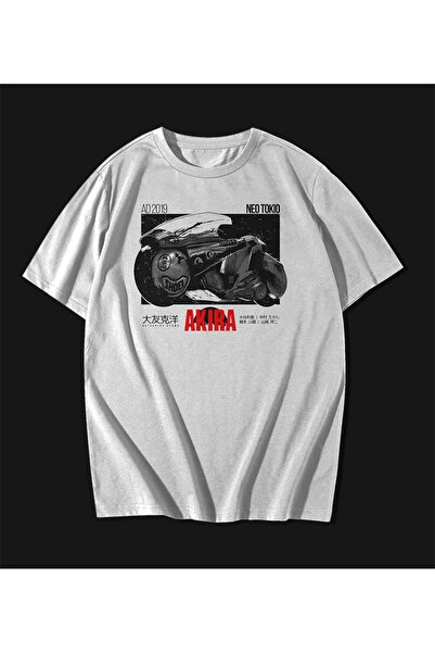 rebelberi Tricou alb unisex oversize Akira japonez pentru motociclete