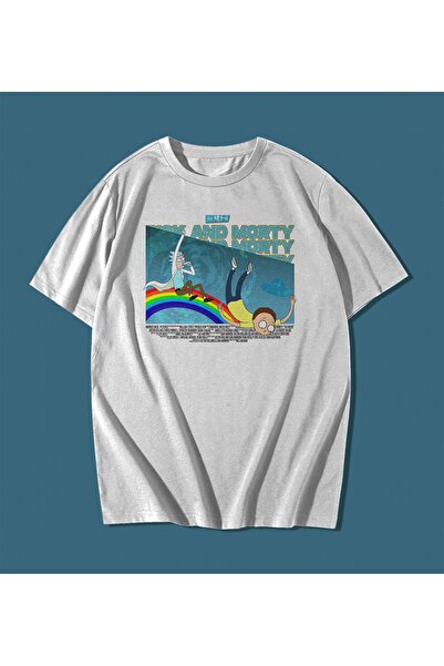 rebelberi Rick And Morty Yazılı Oversize Unisex Beyaz T-shirt Tişört