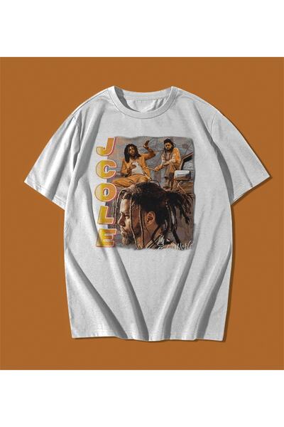 rebelberi Tricou alb unisex oversize cu Jcole Rap Hip-hop Bootleg