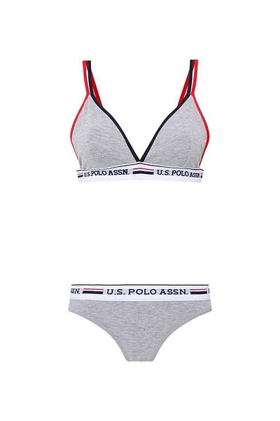 U.S. Polo Assn. Lenjerie de corp pentru femei din bumbac și lycra cu bretele de frânghie - Set bustieră și slip 66254