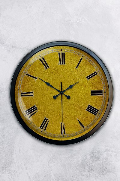 Kasva Concept Gift 40 cm Black Metal Yellow Wall Clock