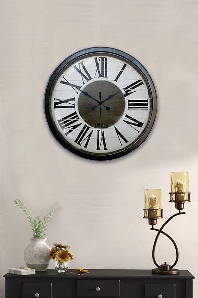 Kasva Concept Gift 40 cm Black Metal Royal Wall Clock