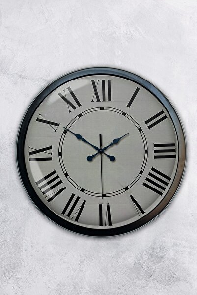 AİB STORE ساعة حائط رومانية معدنية سوداء مقاس 40 سم