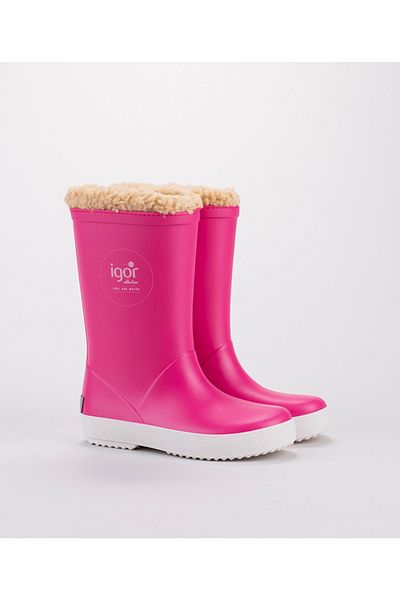 IGOR W10207 Splash Nautico Borreguito Brand Girl's Furry Rain Boots Fuchsia