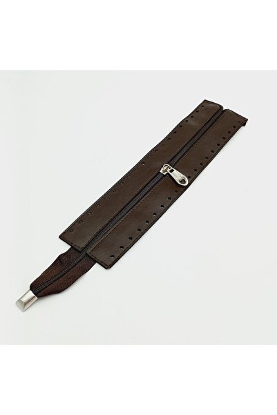 angel çanta aksesuar اللون البني 28 سم سحاب جلدي مع معدن فضي