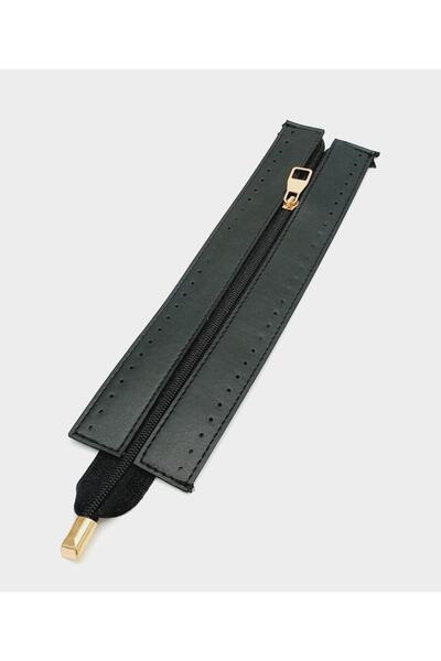 angel çanta aksesuar لون أسود 28 سم سحاب جلدي ذهبي فاتح معدني