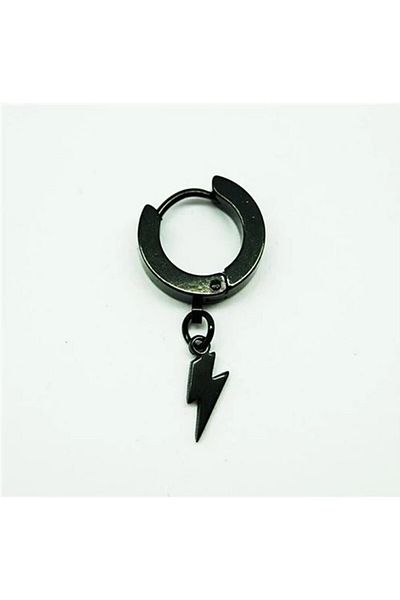 The Collection Mens Black Dangle Lightning Steel Earrings
