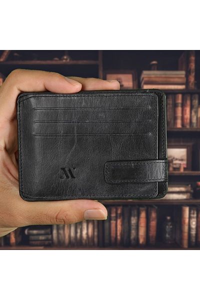 My Valice Men's Genuine Leather Wallet and Card Holder 1803 Black
