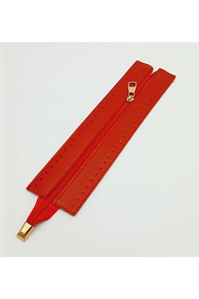 angel çanta aksesuar لون أحمر 28 سم سحاب جلدي ذهبي فاتح معدني