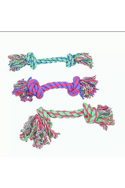 Flamingo 2 Knotted Colorful Rope Dog Toy 17cm 3 Pieces
