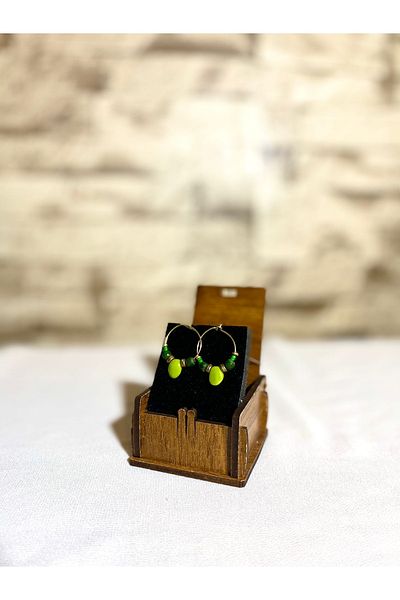 MEYJEWELRY Green Bead Earrings with Stones in the Middle