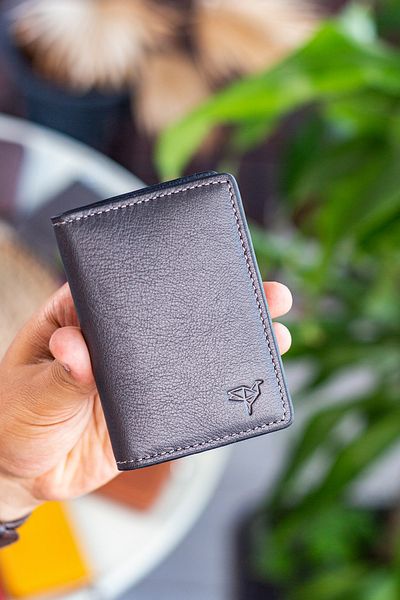 Garbalia Buenos Genuine Leather Minimal Design Anthracite Card Holder Wallet