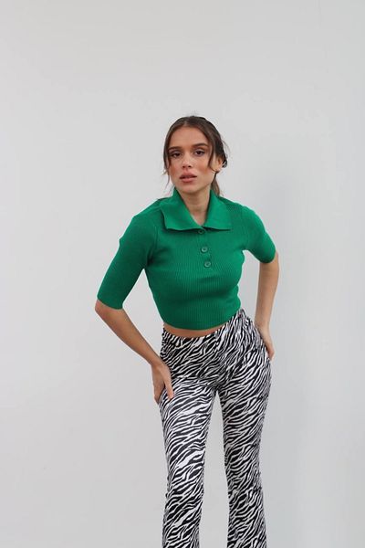 LB Laluna Butik Γυναικεία πράσινη μπλούζα με λεπτομέρεια πλεκτό