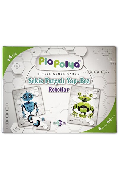 piapolya Robotlar | Sekiz Parçalı Yap-boz | 8 Grup | 64 Parça | Mukavva