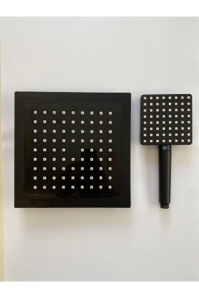 Vival Saten Siyah Kare Tepe Duş Seti El Duş 25cm X 25cm