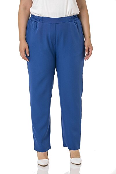 DISENTIS MODEST Pantaloni Indigo de marime mare cu talie elastica, laterale s...