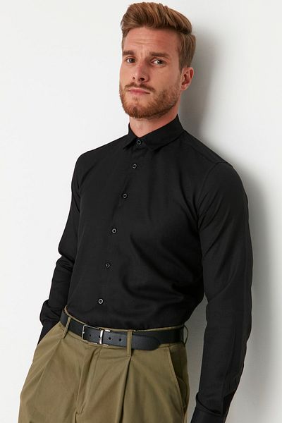 Trendyol Collection Мъжка тънка класическа риза Oxford - Лесно гладене, Tmnaw23Go00039