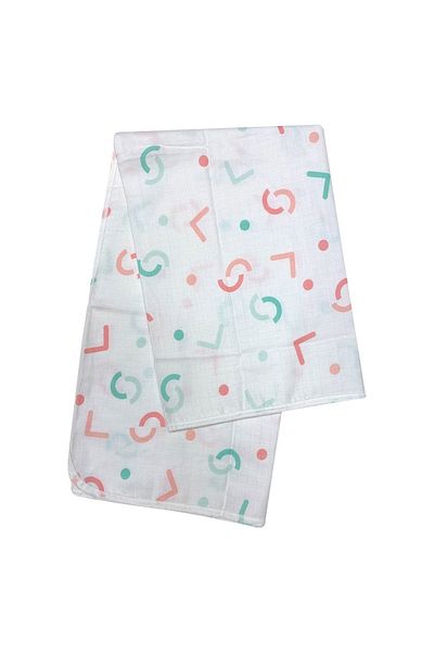 Moje Baby Girl Pink White Geometric Muslin Multi-Purpose Blanket 120x100 cm