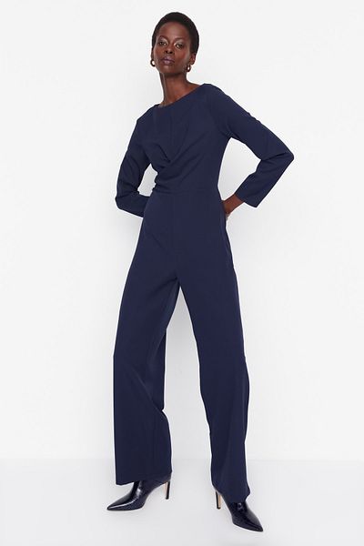 Trendyol Collection Navy Blue Gathered Jumpsuit TWOAW23TU00029