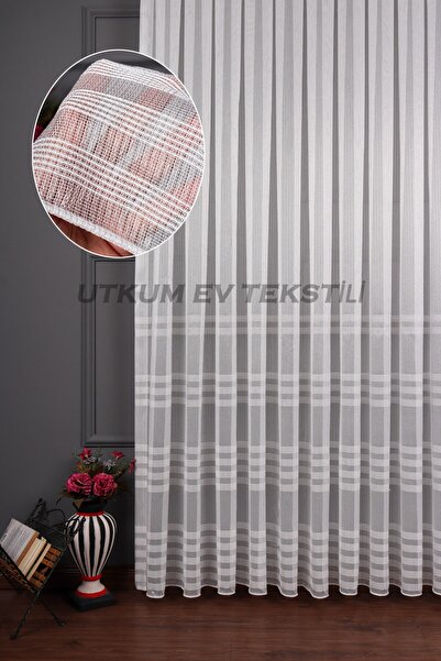 Bantlı 4 Sıra Keten Tül Perde Grz 2179 1/2 Seyrek Pile