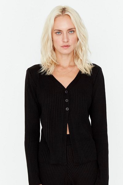 Trendyol Collection Black Button Detailed Knitwear Top and Bottom Set TWOAW23AU00189