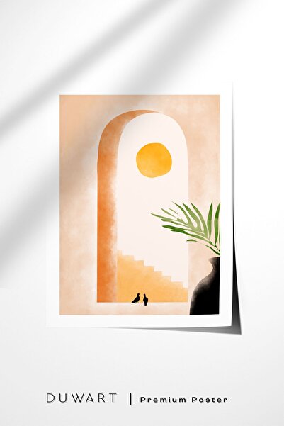 DUWART Premium Çerçevesiz Poster Scenery Poster Illustrasyon Tablo Kuşlu Tabl...