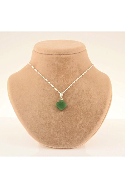 Deniz Doğal Taş Sertifikalı Aventurin Yonca ( Taşlar) Doğaltaş Kolye Ucu (GÜM...