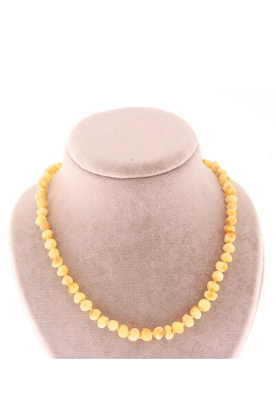Deniz Doğal Taş M191 Model Amber Colored Natural Stone Necklace - Certified