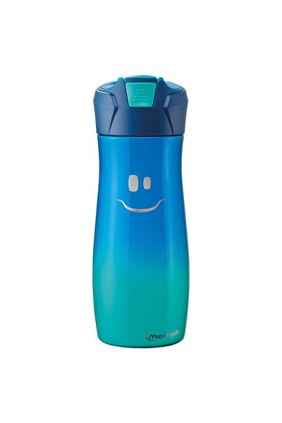 Maped Picnic 580ml Steel Flask with Blue Smiling Face Figure