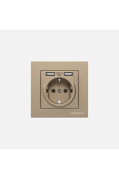Mutlusan Rita 2-Piece USB Grounded Socket Gold
