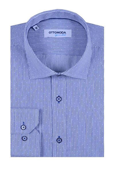 Ottomoda Erkek Çizgili Uzun Kollu Yarı Slim Pamuklu Gömlek, Ot-c-20033