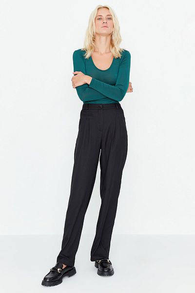 Trendyol Collection Black Woven High Waist Trousers TWOAW23PL00257