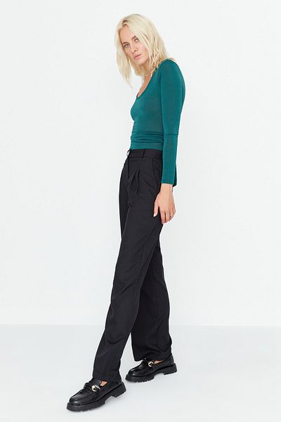 Trendyol Collection Black Woven High Waist Trousers TWOAW23PL00257