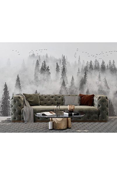 LOTUS AURA Sisli Orman Manzaralı Duvar Kağıdı, Sisli Orman Doğa Manzaralı Duvar Resmi