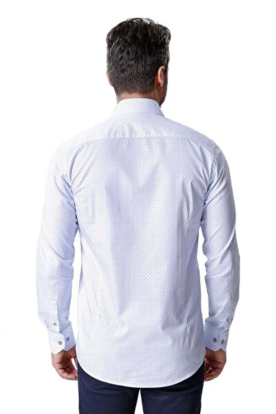 Ottomoda Erkek Çizgili Desenli Uzun Kollu %100 Pamuklu Gömlek,ot-c-20077